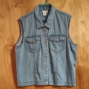 Vintage Coldwater Creek Womens Light Wash Denim Vest Tencel/Cotton Western 2X